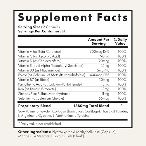 Foundation Skincare Untangled Hair Vitamins (60-Day Supply) - Collagen & Biotin Supplement For Women & Men Visibly Thicker Faster Hair Growth