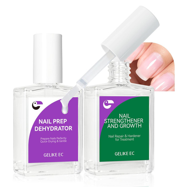 Gelike Ec Nail Repair Protein For Thin Nails: 6 In 1 Natural Nail Strengthener Hardener Extra Strong And Growth - Long Lasting Polish And Fast Dry For Damaged Weak Splitting Treatment (Pink 15Ml)