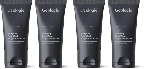 Geologie 2% Salicylic Acid Unscented Face Wash | Fragrance-Free Facial Cleanser For Men & Women | Acne & Oil Control | Non-Irritating Deep Cleansing & Bha Exfoliating Face Wash | 2-Pack
