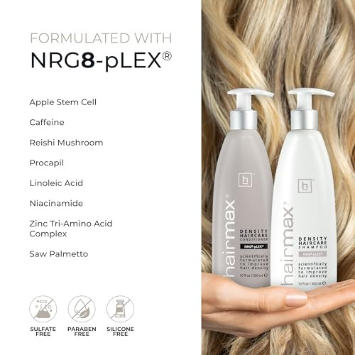 Hairmax Shampoo & Conditioner | Anti Thinning Formula | Advanced Hair & Scalp Therapy For Thinning Hair | Cleanses Hydrates & Strengthens | Sulfate & Paraben-Free | 10 Fl Oz Each