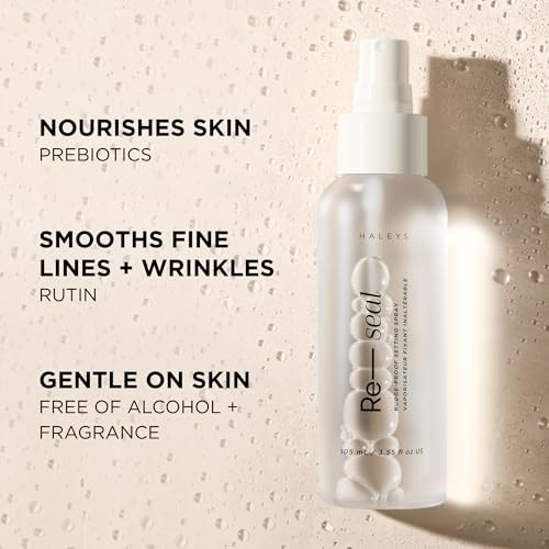 Haleys Re-Seal Setting Spray - 16-Hour All-Day Hold - Prebiotics & Antioxidants - Oil-Control Hydrating Setting Spray - Ultra-Fine Mist For Natural Finish - Lightweight Non-Sticky Formula By