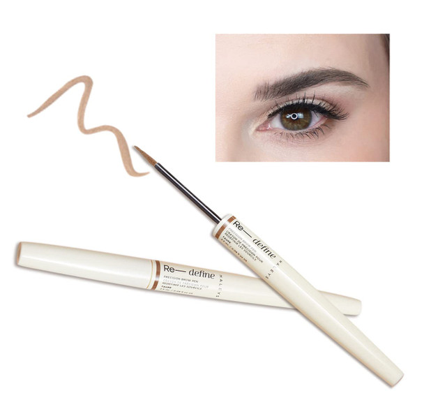Haleys Precision Brow Pen (Med Brown) 2-In-1 Brow For Definition + Hold 16 Hours Lasting Eyebrow Makeup For Real-Looking Fuller Eyebrows Sweat + Humidity Proof Highly Pigmented Matte V + Cf