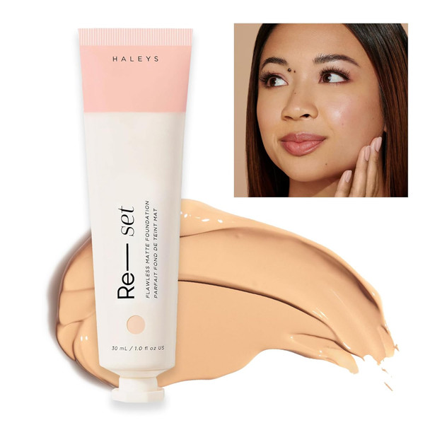 Haleys Re-Set Full Coverage Matte Foundation Vegan + Cruelty-Free Oil-Free Liquid Foundation With Double-Dose Pigments For Long-Lasting Smooth Natural Finish For Sensitive Acne-Prone Skin (1.75)