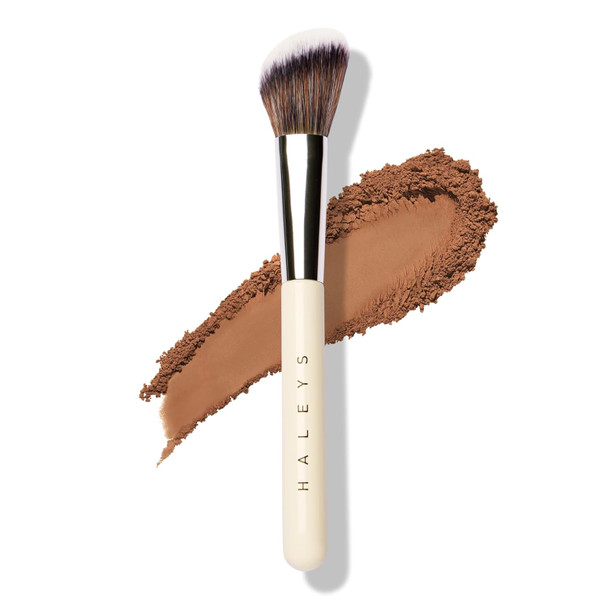 Haleys Beauty 5-Piece Makeup Brush Set For Streak Free Application Of Liquid Cream Or Powder Set Includes Kabuki Powder Contour Crease & Lid Make Up Bag Essentials Vegan For Women