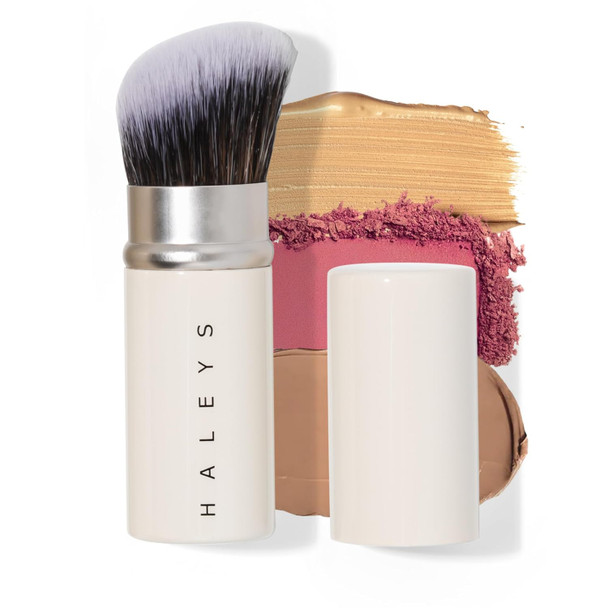Haleys Beauty Kabuki Foundation Brush For Applying Powder Foundation Bronzer Blush And Mineral Make Up Soft Bristles Seamless Blending Makeup Brushes Essential Vegan & Cruelty Free