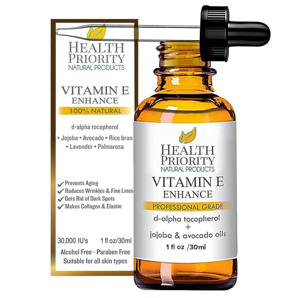 Health Priority Natural Products Health Priority Naturals|Organic Vitamin E Oil For Skin - Jojoba Avocado Oil - Unscented Handcrafted For Face/Hair Non-Gmo No Gluten 15000 Iu 0.5 Fl Oz