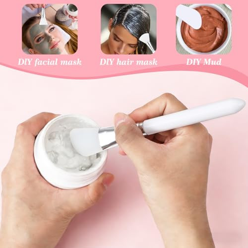 Hekoujiub 5 Pcs Mask Applicator Tool Silicone Face Mask Brush Applicator 5 Different Soft Brush Heads Makeup Spatula For Body Lotion Mud Masks Diy Masks