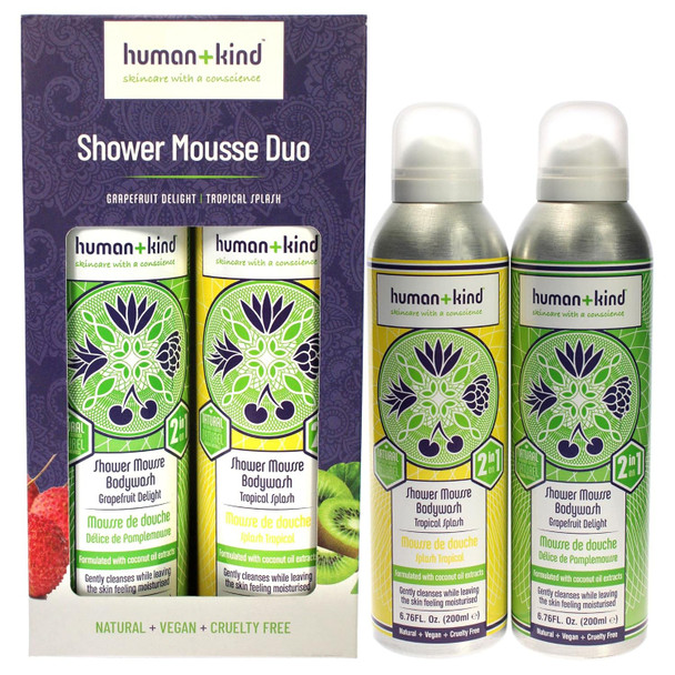 Human+Kind Shower Mousse Body Wash - Suitable For Sensitive Skin - Delicately Fragranced - Leaves Your Body Feeling Cleansed And Beautifully Soft - Nourishes Dry Skin - Grapefruit Delight - 6.76 Oz.