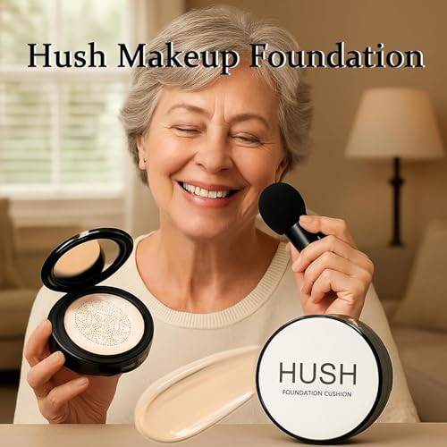 Hush Makeup Foundation For Older Women | Warm - Perfect For Light/Medium Complexions | Mushroom Head Air Cushion Cc Cream - Tattoo Cover Up Bb Cream For Mature Skin | Makeup Concealer Long Lasting Full Coverage