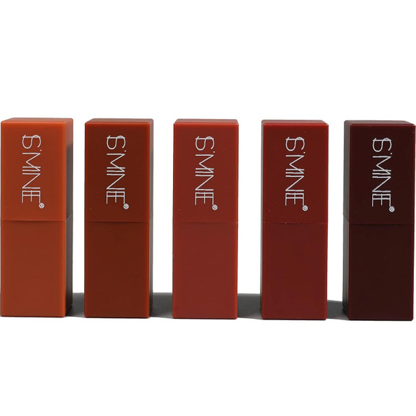 Is'Mine 5Pcs Matte Lipstick Makeup Set Natural Nude Lipstick Velvet Smooth Not Fade Waterproof Mini Lipstick Set (Set A)