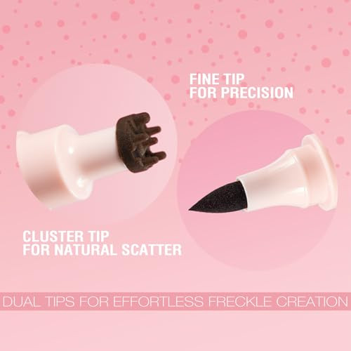 Jolilab Freckle Pen 3-In-1: Dual-Ended Stamp & Precision Tip (Eyeliner/Brow Pencil) 2 Shades Soft Brown/Dark Brown Waterproof Long-Lasting Smudge-Proof Compact On-The-Go Makeup (Soft Brown)