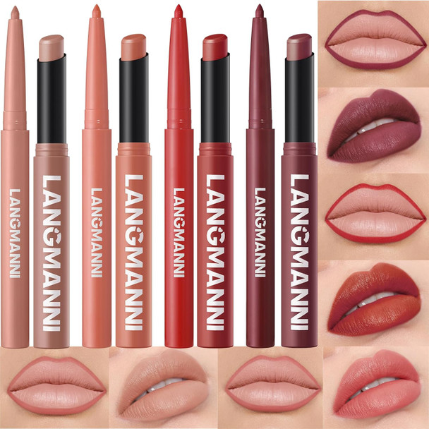 Jolilab 12Pcs Lip Set: 6 Colors Lip Liner+6 Colors LipstickMatte/CreamySmooth Creamy TextureLong-LastingBold/Nude Shades For Daily/Party Vegan For Makeup Lovers. (Rich - Color Set B)