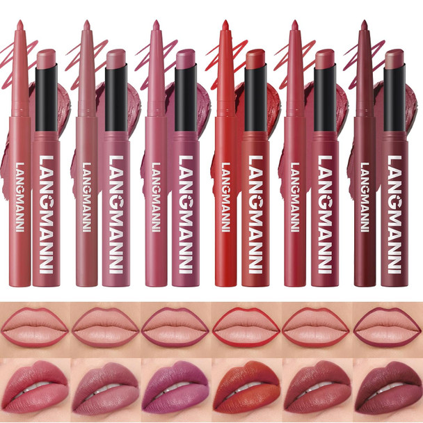 Jolilab 12Pcs Lip Set: 6 Colors Lip Liner+6 Colors LipstickMatte/CreamySmooth Creamy TextureLong-LastingBold/Nude Shades For Daily/Party Vegan For Makeup Lovers. (Rich - Color Set B)