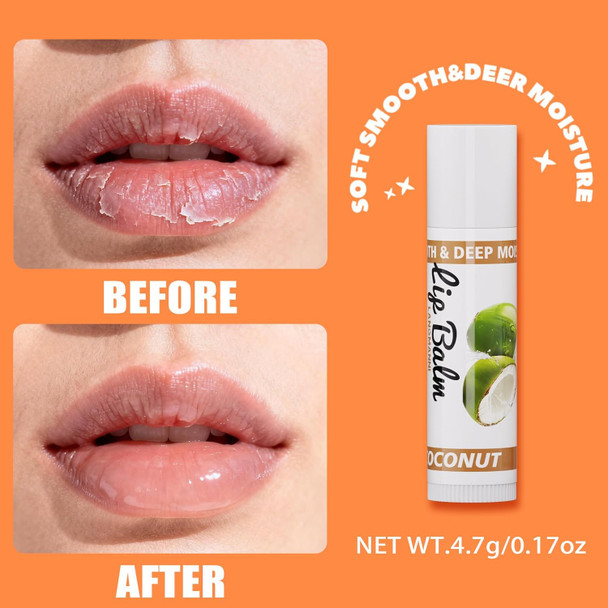 Jolilab Lip Balm Flavored Moisturizing Lip Balm Variety Pack 12 Flavors: Honey Pineapple Mint Orange Coconut & More Long-Lasting Hydration 0.17 Oz/Stick 12-Pack