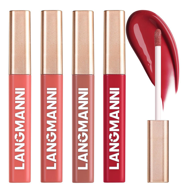 Jolilab 4 Colors Cream Texture Lip Gloss Set - Highly PigmentedHydrating Moisturizing Makeup For Women #3+7+9+12