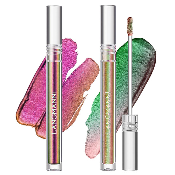 Jolilab Metallic Liquid Chameleon Eyeshadow Multi-Dimensional Eye Looks Long-Lasting Holographic Glitter Multichrome Eyeshadows Makeup (#Peacock+Wonder+Ember)