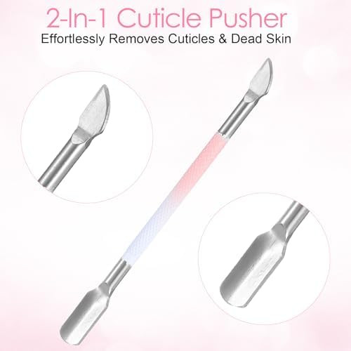 Josojoou Cuticle Remover Tool 4 Pcs Nail Cuticle Trimmer - Cuticle Nipper & Pusher & Cutter & File Professional Cuticle Remover Kit With Leather Case For Women Pedicure ToolsNail Care Tool (Pink)