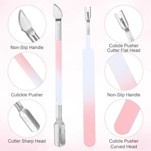 Josojoou Cuticle Remover Tool 4 Pcs Nail Cuticle Trimmer - Cuticle Nipper & Pusher & Cutter & File Professional Cuticle Remover Kit With Leather Case For Women Pedicure ToolsNail Care Tool (Pink)