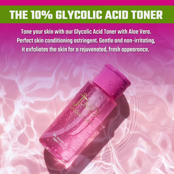 Juvia'S Place The 10% Glycolic Acid Toner 5 Fl Oz Aloe Vera Chamomile Allanton Skin Conditioner Gentle Non-Irritant Exfoliates Glowing Luminous Skin Appearance Moisturizer