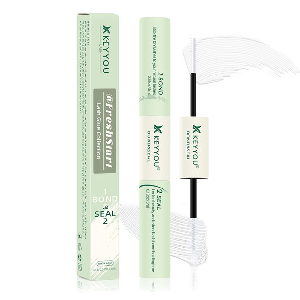 Keyyou Lash Bond And Seal Waterproof 10Ml Bond And Seal For Diy Lash Extension Individual Cluster Lash Glue Strong Gentle Long-Lasting Latex-Free Without Clumpy Suitable For Sensitive Eyes (Black)