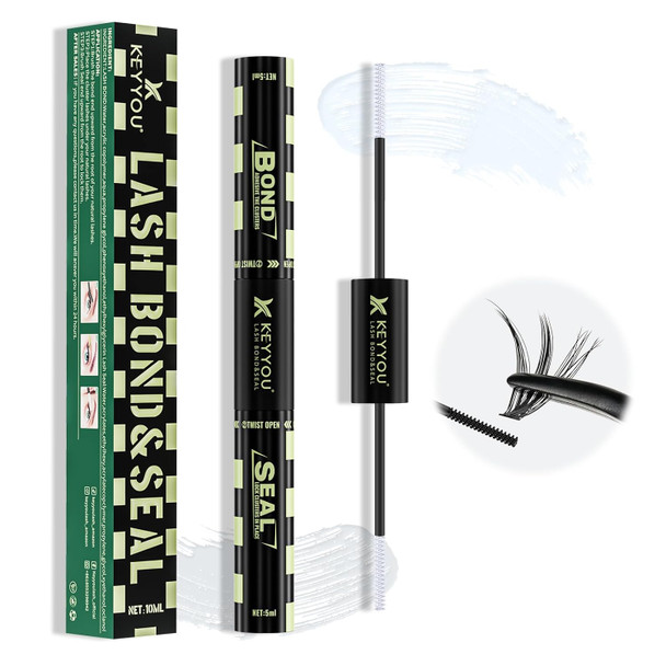 Keyyou Lash Bond And Seal Black Bond And Seal Lash Glue 10Ml Lash Cluster Glue Mascara For Long Lasting Waterproof Lash Extension Black-5Ml+5Ml