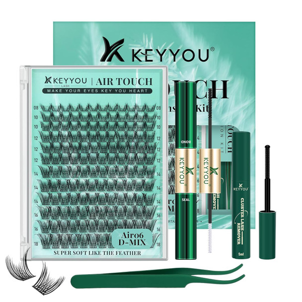 Keyyou Lash Extension Kit Diy 280Pcs Lash Clusters Eyelash Extension Kit 30D40DD Curl 9-18Mix Lash Clusters Kit With Lash Glue Remover Applicator Easy To Use For Beginners (Kit30D40D-D9-18Mix)