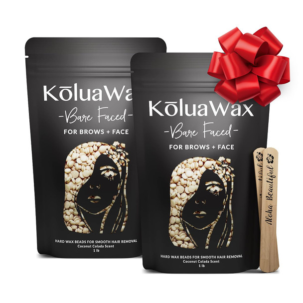 Koluawax Hard Wax Beads For Hair Removal Coarse Hair Formula Face Brazilian Underarms Back Chest Bikini Waxing Sea Salt & Surf 1Lb Refill For Wax Warmers & 10 Large Applicator Sticks