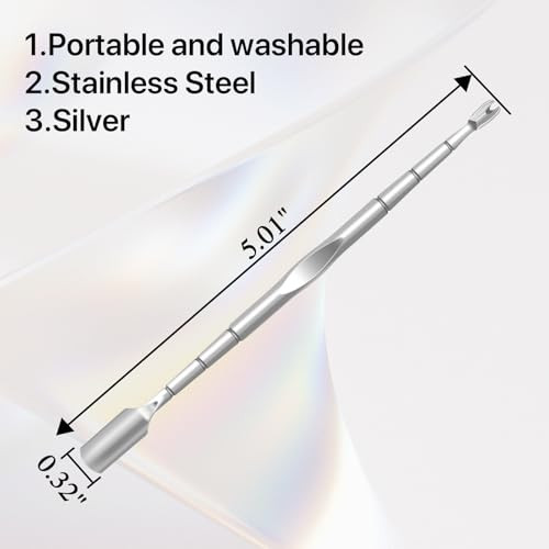 Kunshnbei 10 Pack Cuticle Pushers With Fork 2 In 1 Cuticle Nail Pusher Tools With Fork Stainless Steel Cuticle Remover Tool For At-Home & Travel Manicures Pedicures - Silver
