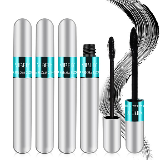 Kunshnbei 2 In 1 Mascara For Vibely 5X Longer Waterproof Lash Cosmetics Mascara For Natural Lengthening Thickening Effect No Clumping