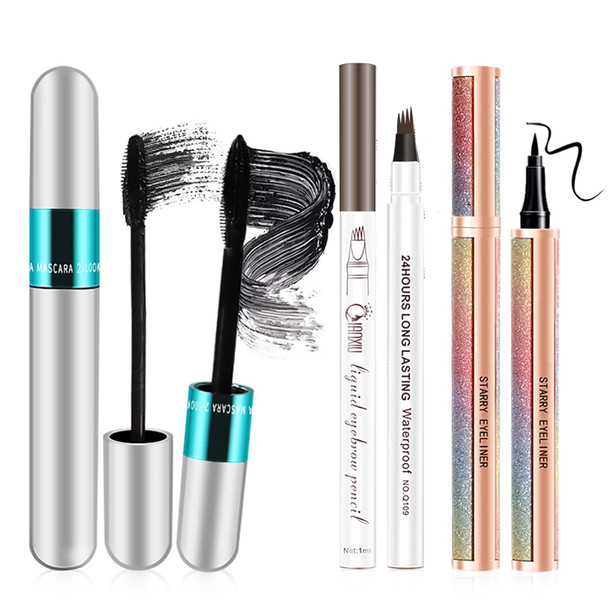 Kunshnbei 2 Pack 2 In 1 5X Longer Washable Mascara 4D Silk Fiber Lash For Vibely Mascara No Clumping Long-Lasting Black