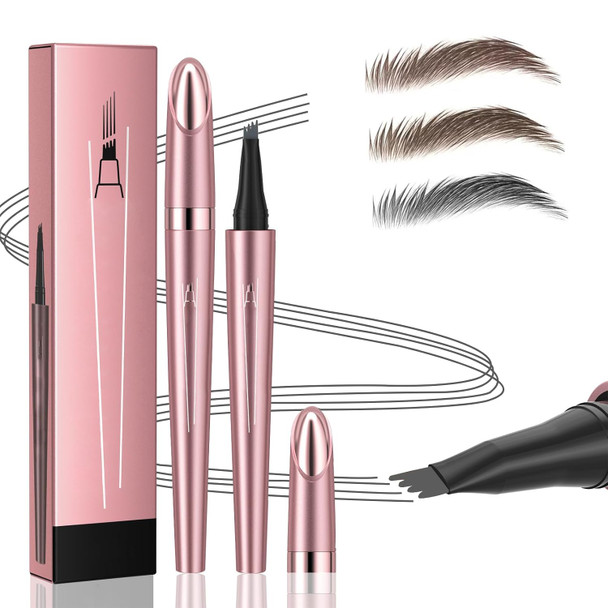 Liayozl Magic Eyebrow Pencil Waterproof Microblading Eyebrow Pen For Women With 4 Fork Tip For Natural-Looking Hair-Like Defined Brows Effortlessly (Dark Brown)