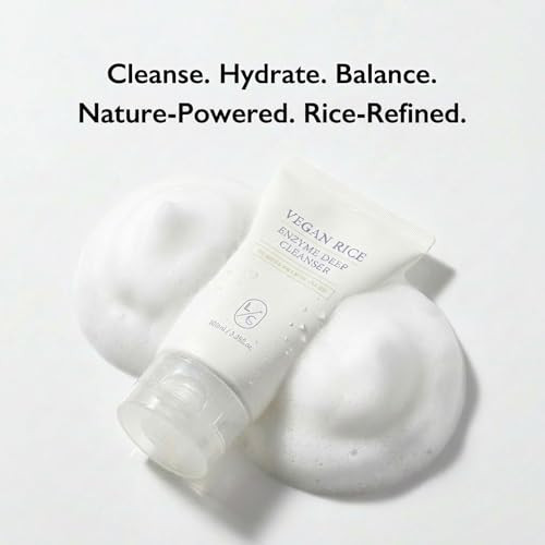 Licorne Vegan Rice Enzyme Purifying Cleanser - Gentle Daily Face Wash For Pore & Sebum Control Ph-Balanced Cushiony Lather For Smooth Texture Clarifying Care For Sensitive Skin 3.38 Fl Oz