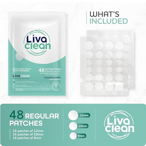 Livaclean 192 Ct (4 Pk) Hydrocolloid Pimple Patches - Pimple Patches For Face Acne Patch For Face Blemish Zit Dressing Hydrocolloid Zit Patch Acne Dots