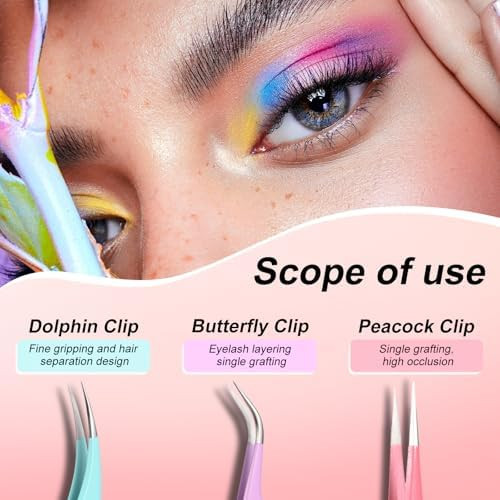 Lqoqa 5Pcs Eyelash Extension Tweezers High Precision Straight And Curved Volume Lash Tweezers For Extensions Lash Tweezers For Eyelash Extensions Crafting Girls Women Beginners