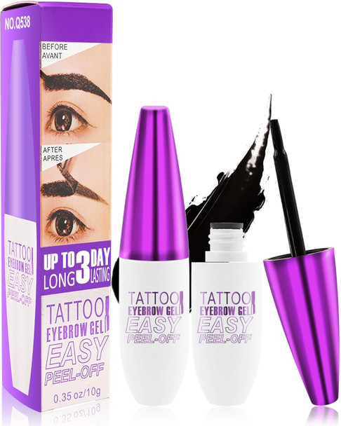Lysdefeu Peel Off Tattoo Eyebrow Gel Tinting2Pcs Brown Peel Off Tinted Eye Brow Tint Waterproof Long Lasting Transfer-Proof Eyebrow Gel Peel OffUp To 3 Days Women'S Day Makeup Kit For Women Girl 02