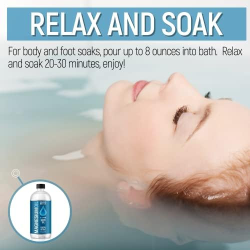 Magnum Solace Magnesium Oil For Muscles Magnesium Bath Soak - Large 1 Liter (34 Oz) For Use In Salt Bath Foot Soaks Or To Refill Magnesium Oil Spray Bottles - Great Alternative To Magnesium Bath Flakes