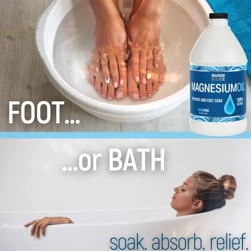 Magnum Solace Pure Magnesium Bath Flakes & Magnesium Oil - 100% Natural Relief (3 Item Bundle)