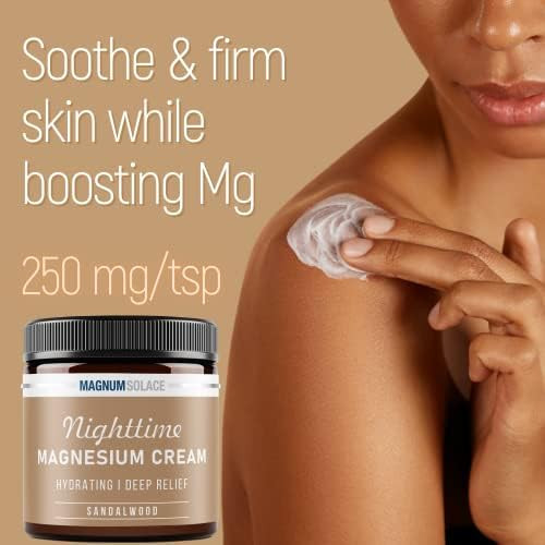 Magnum Solace Nighttime Magnesium Cream (Sandalwood) & Large 10 Lbs Bath Flakes