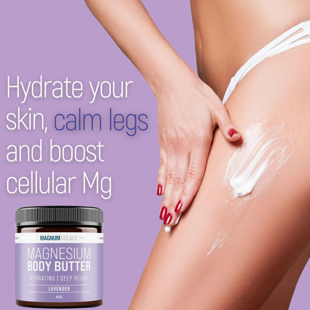 Magnum Solace Magnesium Body Butter For Women & Men Lightly Scented With Lavender
