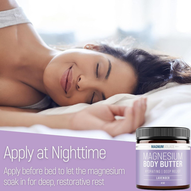 Magnum Solace Magnesium Body Butter For Women & Men Lightly Scented With Lavender