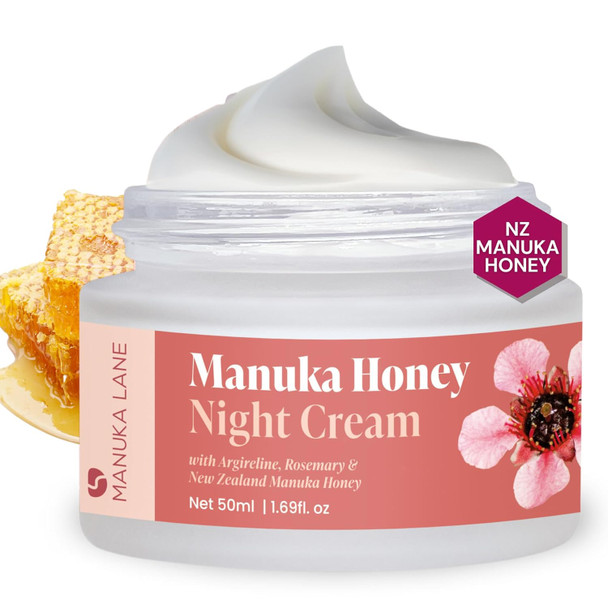 Manuka Lane Manuka Honey Night Cream For Face And Neck With Argireline Rosemary Sweet Almond Oil & Vitamin A | Plant Based Formula | Carefully Formulated To Keep Your Skin Young And Healthy!
