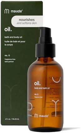 Maude Oil No. 0 - Hydrating Organic Massage + Body Oil - Skin Moisturizer With Jojoba Coconut + Castor Oil - Rich In Vitamin B + Vitamin E - Relaxing Self Care s (4 Fl Oz)