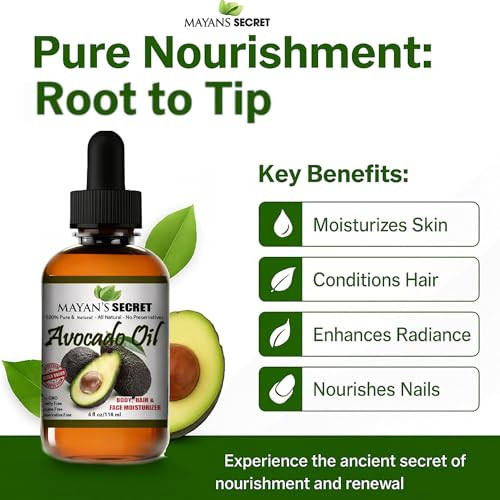 Mayan'S Secret Avocado Oil For Hair And Skin - Natural Dry Skin Face Moisturizer - Collagen Boosting For Aging Skin Combat Fine Lines And Wrinkles