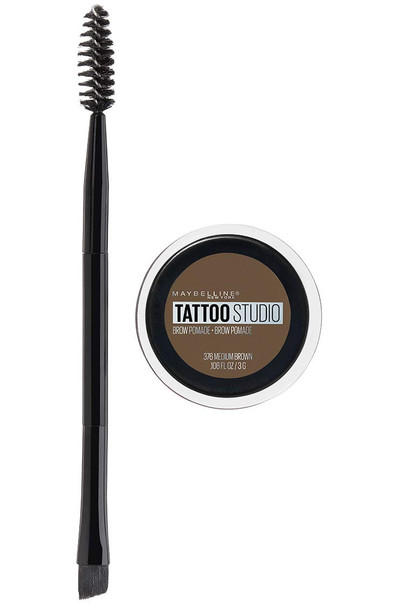 Maybelline Tattoostudio Brow Pomade Long Lasting Buildable Eyebrow Makeup Medium Brown 1 Count