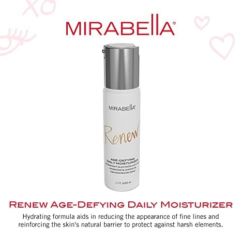 Mirabella Renew Age-Defying Daily Moisturizer For Face Hydrating Face Moisturizer Helps Reduce Appearance Of Fine Lines Wrinkles And Dark Spots With Peptides Hyaluronic Acid And Antioxidants