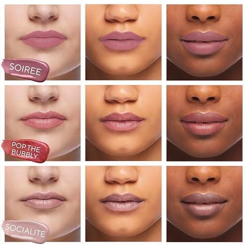 Mirabella 3 Pack Lip Gloss Trio - Highly Pigmented Shimmer Lip Gloss Non Sticky With Hydrating Medical Grade Lanolin For Chapped Lips Lip Gloss For Women Set Of 3 Shades