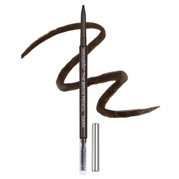 Mirabella Ultra Fine Brow Pencil Anti-Chip Waterproof Eyebrow Pencil - Smudgeproof Blendable & Retractable Eyebrow Pencil To Define And Fill In Brows Naturally - Dark