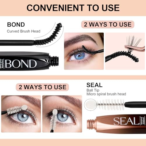 Miuffue Lash Bond And Seal Remover Kit With Tweezers Long-Lasting Eyelash Glue For Individual Clusters Deep Cleansing Eyelash Remover For Sensitive Eyes Dual-End Tweezers For Easy Application