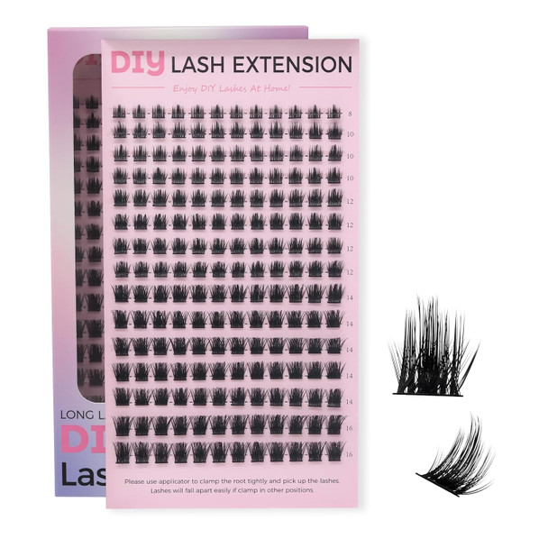 Miuffue Cluster Eyelash Extensions 180 Pcs Cluster Lashes Wispy Diy Individual Lashes Cluster Super Thin Band Eyelash Clusters Soft Mink False Eyelashes Mixed Tray (C-8-16Mix)