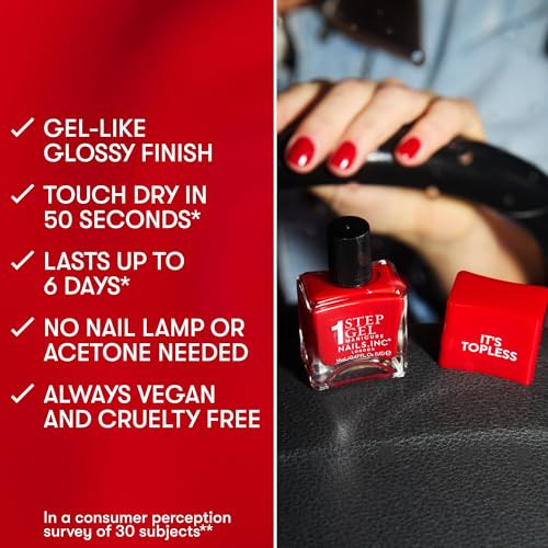 Nails Inc It'S Topless Gel-Like Nail Polish 4-In-1 Base Coat Treatment Color Top Coat Long Lasting Strong Chip Free Nails Glossy Salon Quality Manicure Air Dry Nail Polish Dakota 0.47 Fl Oz